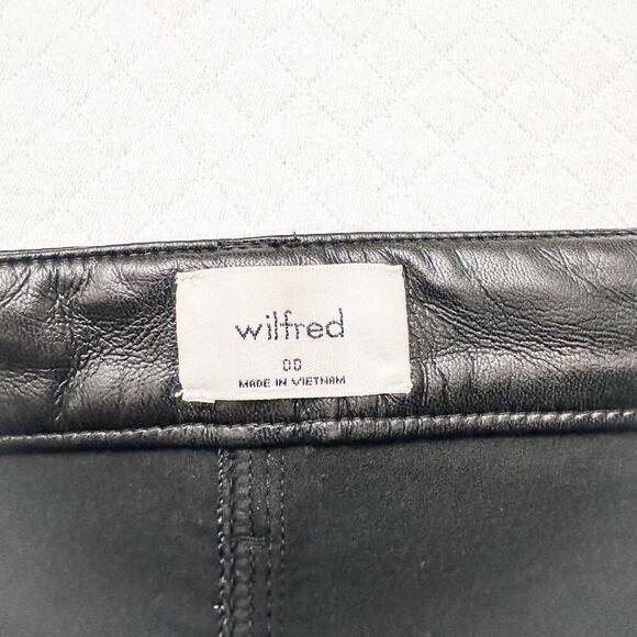 Wilfred Faux Leather Slim Straight Leg Black Pant Size 00 MINT Condition - Picture 4 of 10